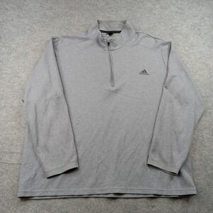 Adidas Pullover Mens 2XL Gray Primegreen 1/4 Zip Long Sleeve Athletic Top